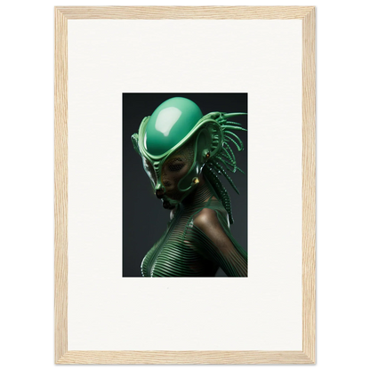 Futuristic green alien figure with sleek helmet perfect for Chlorophyll Nectar canvas print