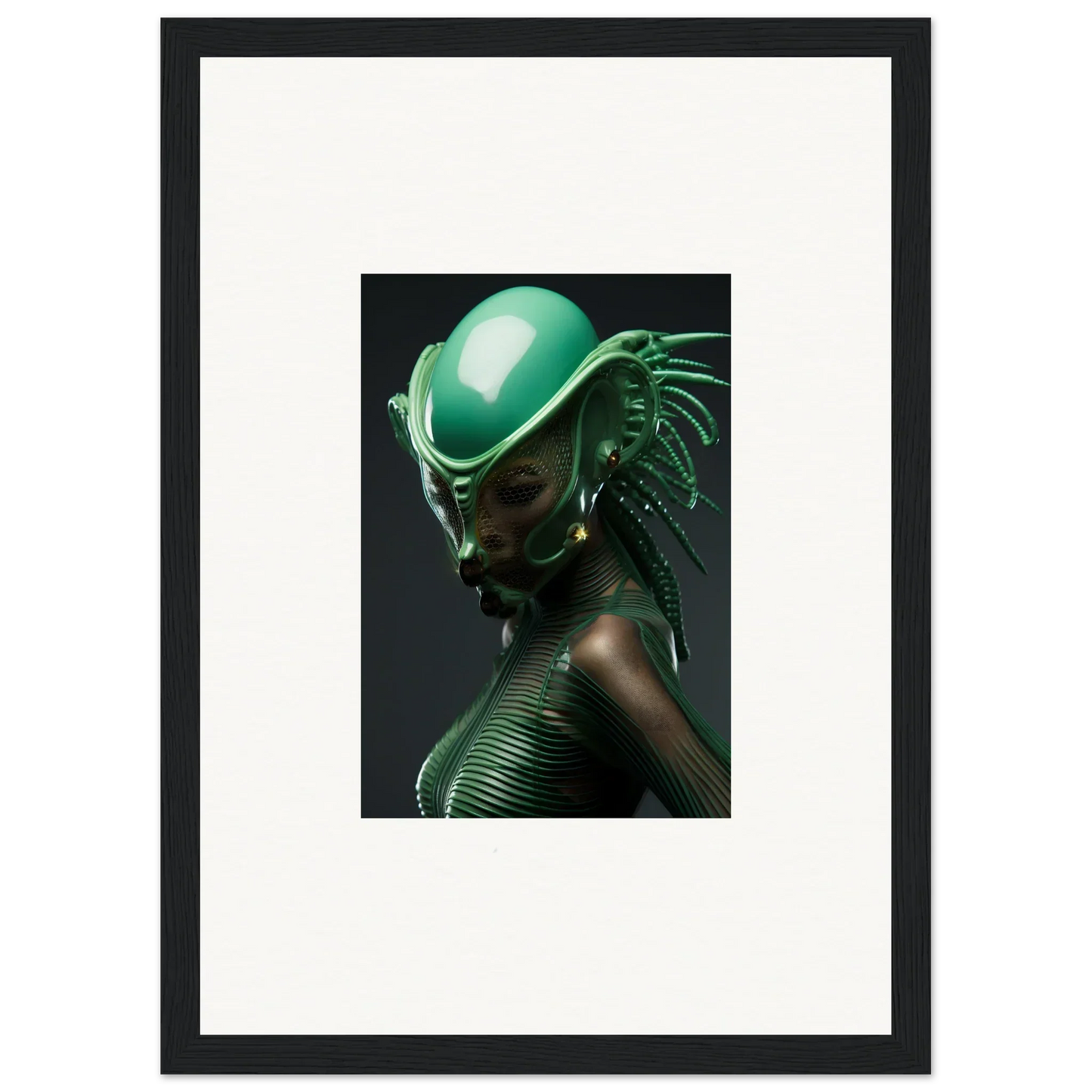 Futuristic alien head canvas print, perfect for cool room decoration with Chlorophyll Nectar vibes