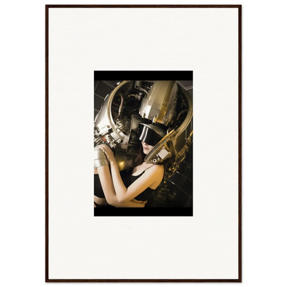 Futuristic helmet with gold and silver elements, perfect for room decoration or wall art