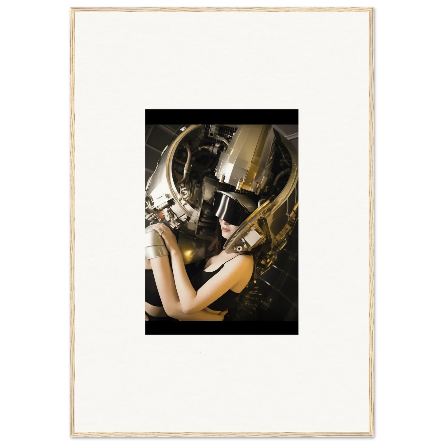 Mannequin head in a stunning metallic gold mask, perfect for room decoration wall art