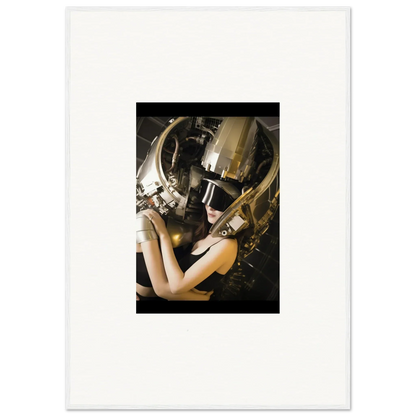 Futuristic metallic helmet with gold and silver for cool room decoration wall art