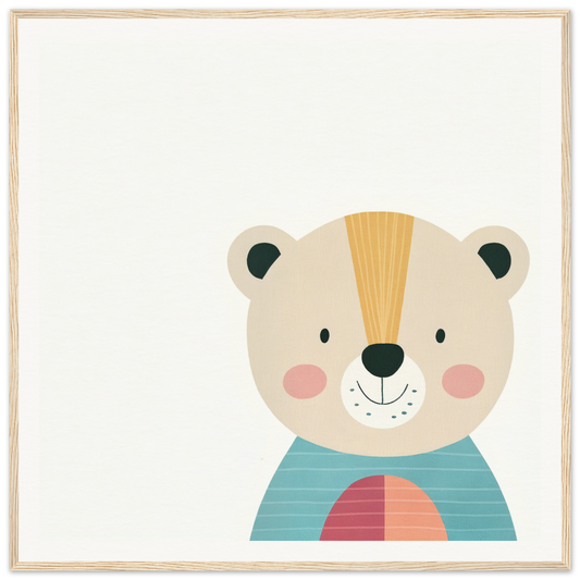 Cute cartoon bear in turquoise shirt, part of Gentle Bear’s Hypno collection