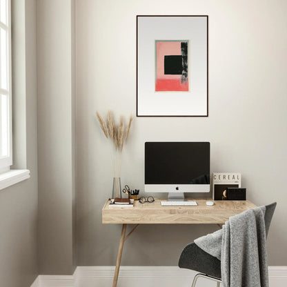 Minimalist wooden desk with computer, perfect for Elysian Frenzy room decoration