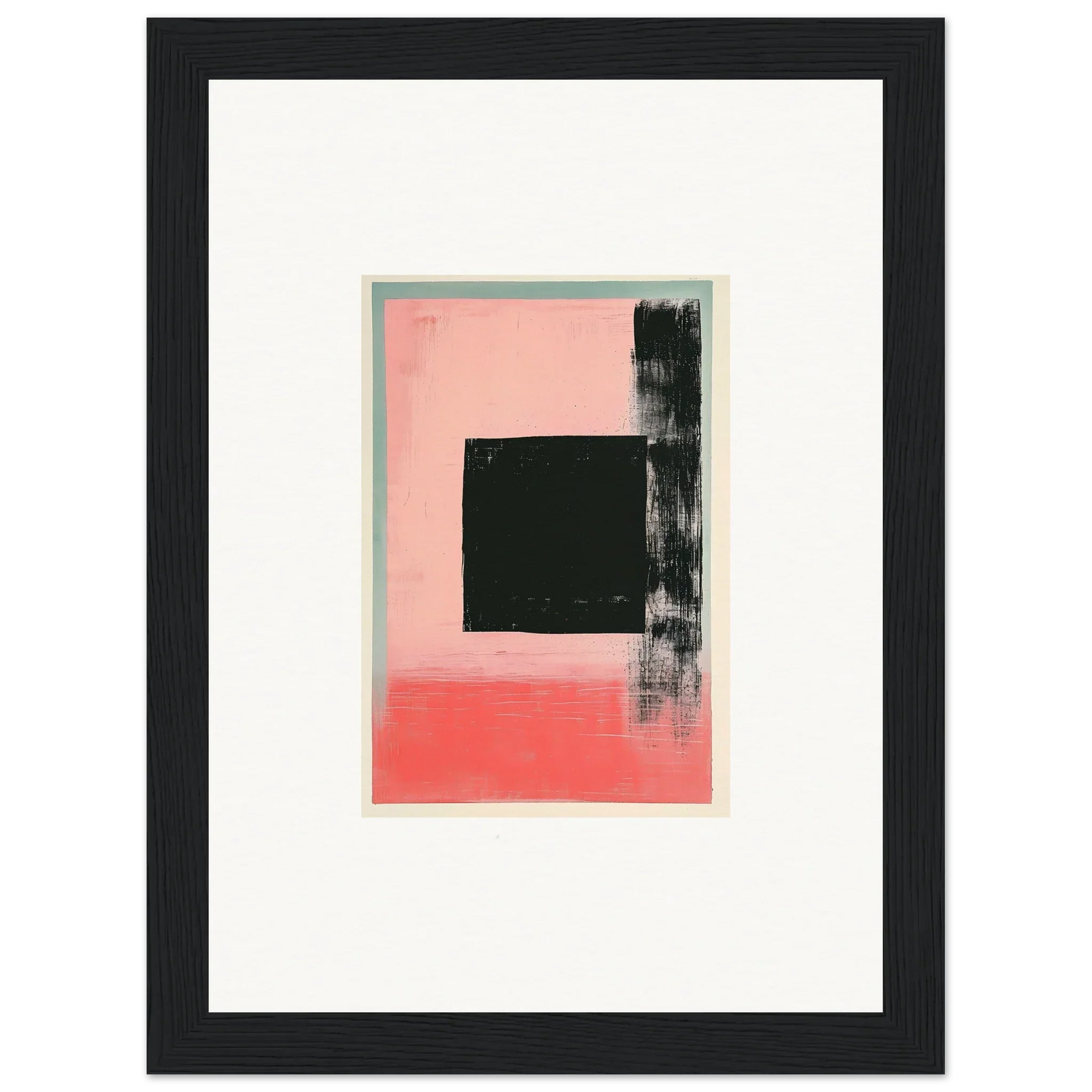 Abstract canvas print of Elysian Frenzy with geometric shapes in pink and coral for room decoration