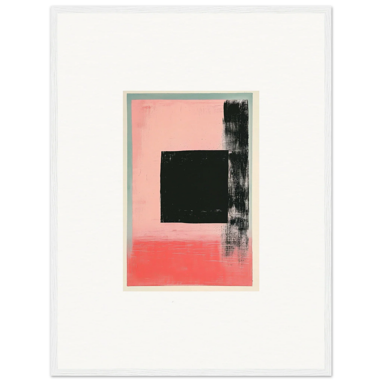 Abstract painting of a black square on pink, perfect for Elysian Frenzy room decoration