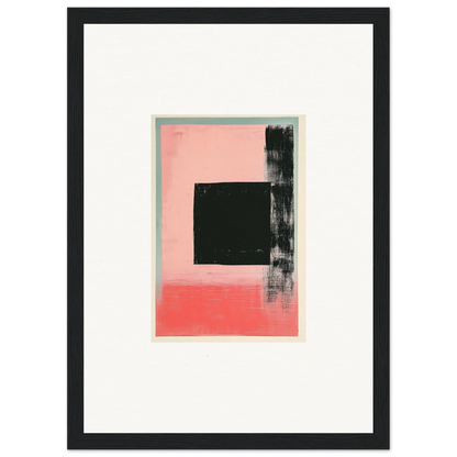 Abstract painting with geometric shapes in pink, black, and gray for Elysian Frenzy canvas print