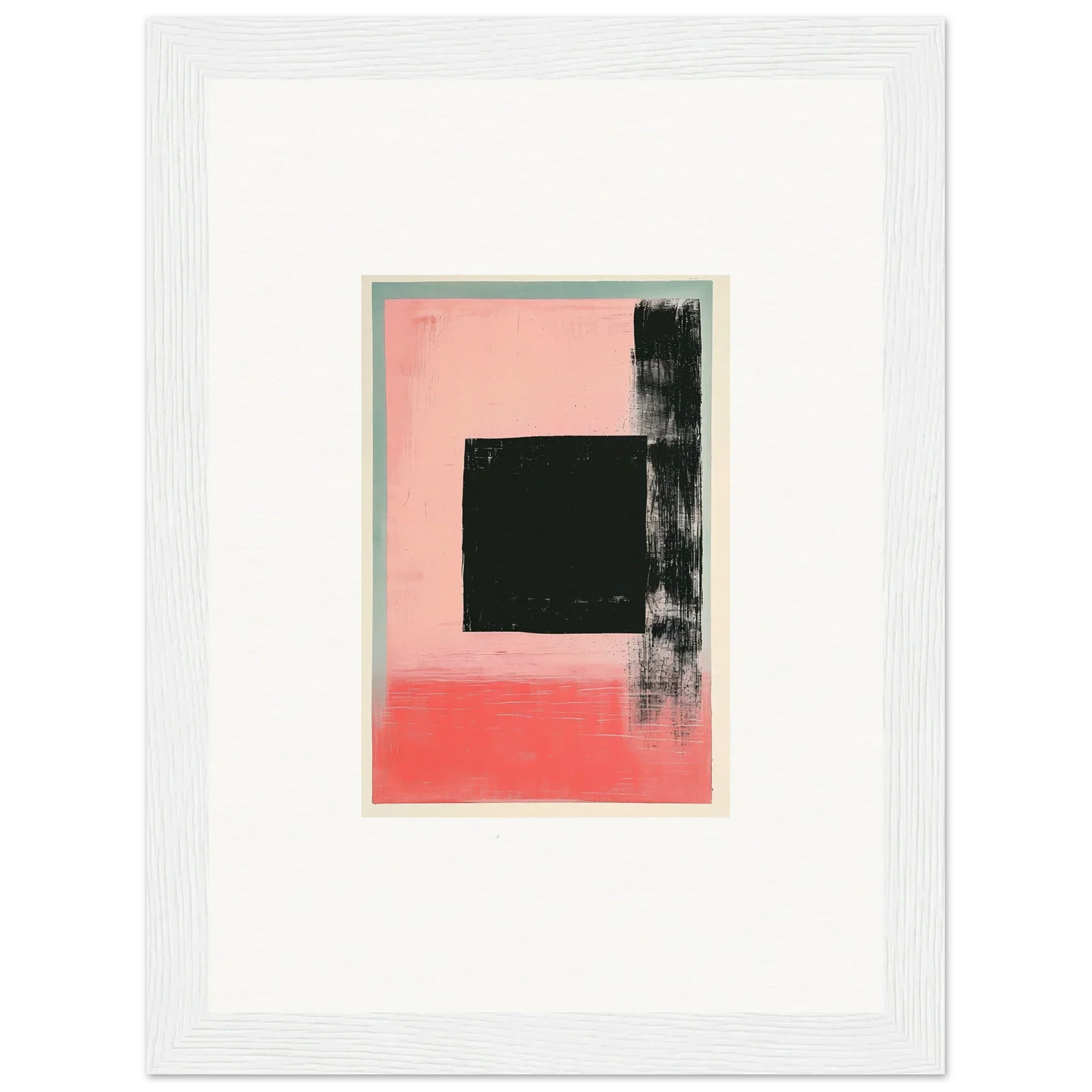 Abstract painting with a black square on pink, perfect for Elysian Frenzy room decoration