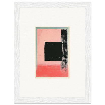 Abstract painting with a black square on pink, perfect for Elysian Frenzy room decoration