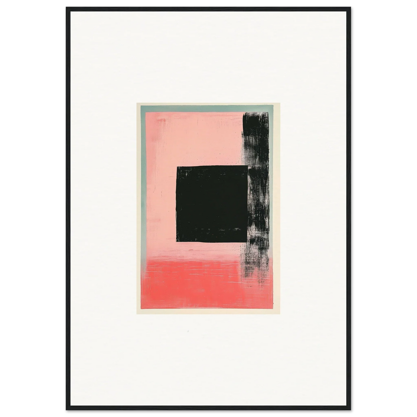 Abstract painting with black square and brushstrokes for Elysian Frenzy canvas print