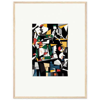 Abstract cubist painting with bold colors, perfect for room decoration as a canvas print