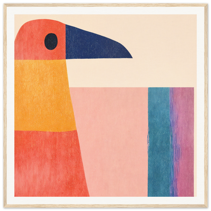 Geometric toucan in orange, coral, and navy blue for Geometric Toucan Contemplation