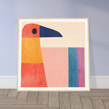 Abstract geometric toucan artwork in bold colors for Geometric Toucan Contemplation