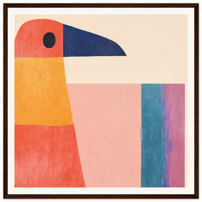 Geometric toucan shape in orange, coral, and navy blue for Geometric Toucan Contemplation