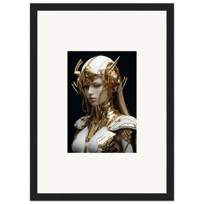 Framed wall art of a golden figure for elegant room decor featuring Elo Crowne