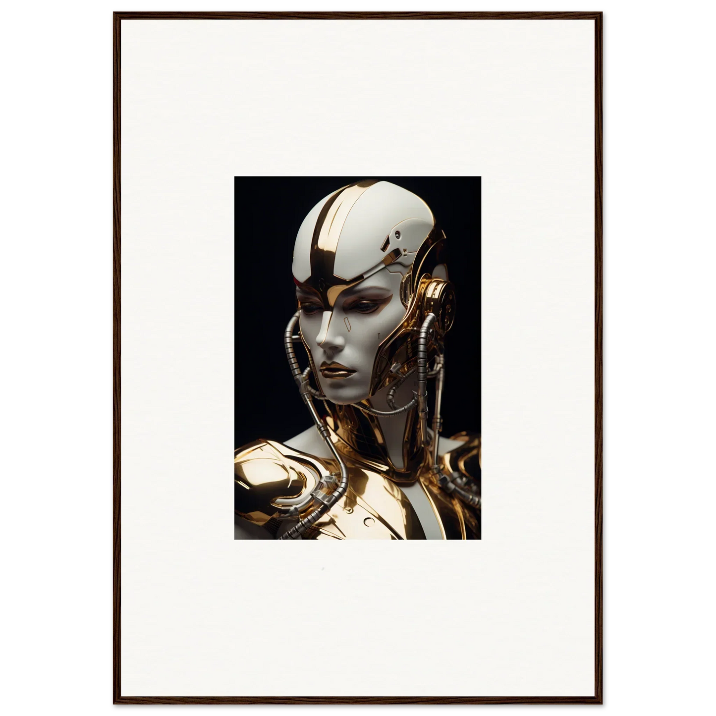 Futuristic Gilded Omniverse Muse robotic head for unique room decoration canvas print