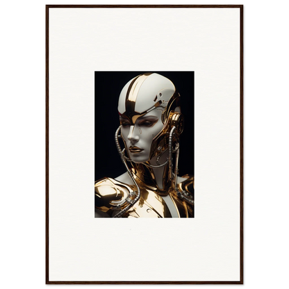 Futuristic Gilded Omniverse Muse robotic head for unique room decoration canvas print