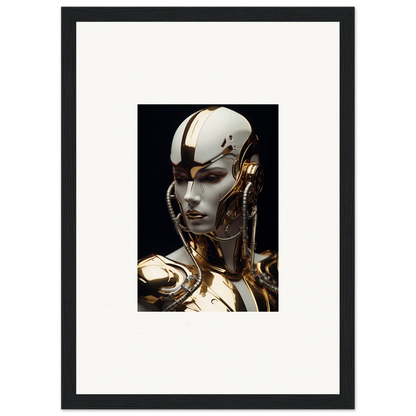 Futuristic gold and white humanoid robot, perfect for your Omniverse Muse room decoration