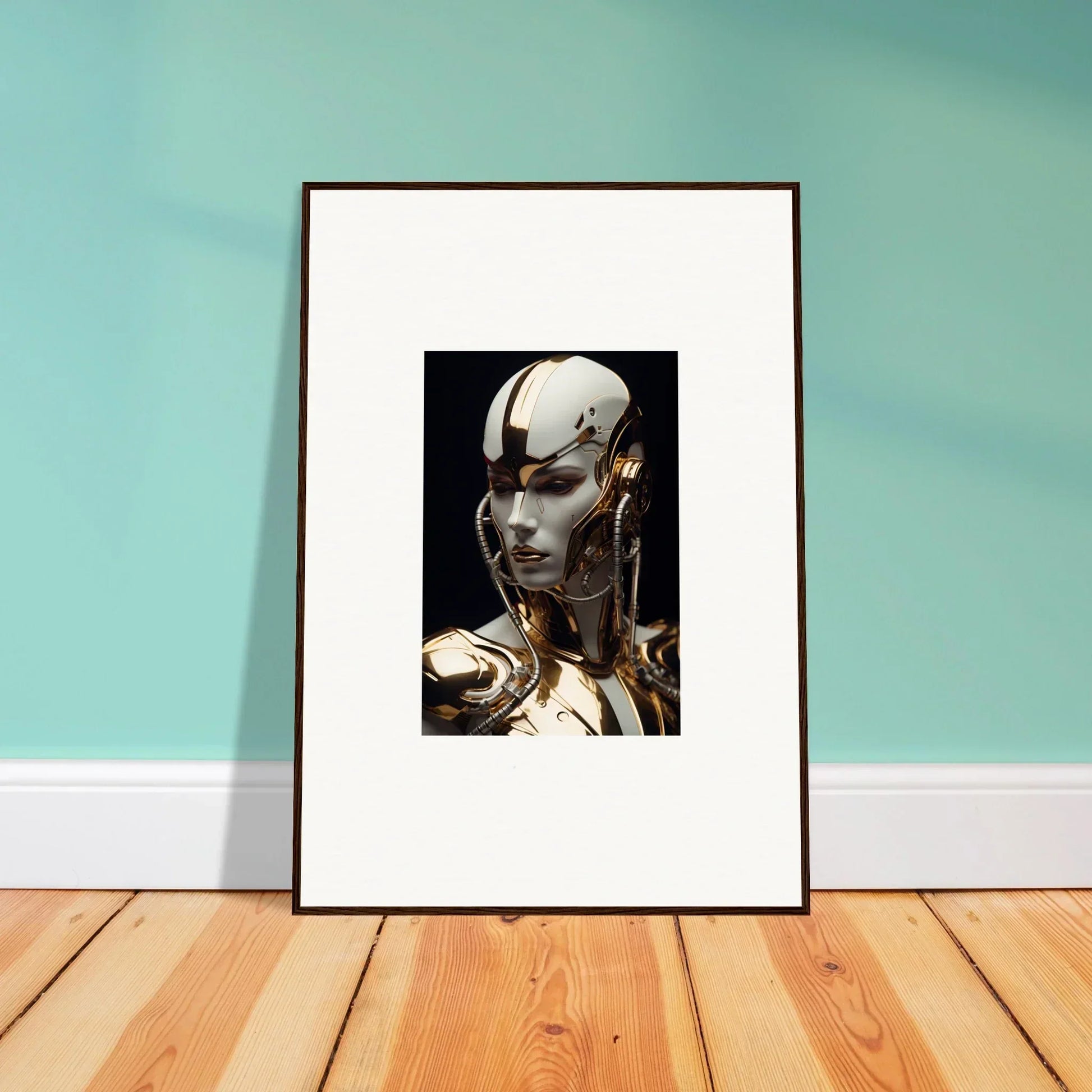 Futuristic robotic head canvas print for unique Omniverse Muse room decoration