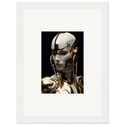 Futuristic humanoid robot in gold and white for unique Omniverse Muse room decoration