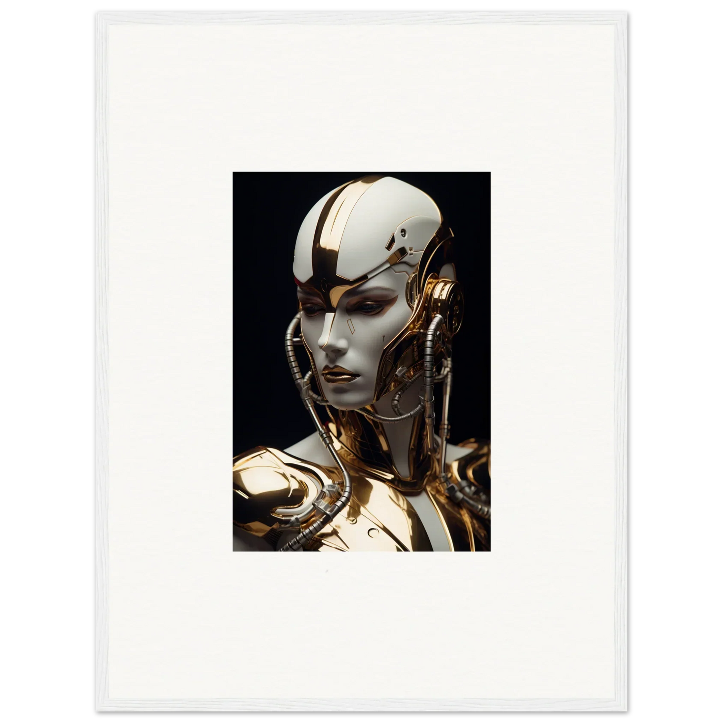 Sleek gold and white humanoid robot for your Omniverse Muse room decoration canvas print