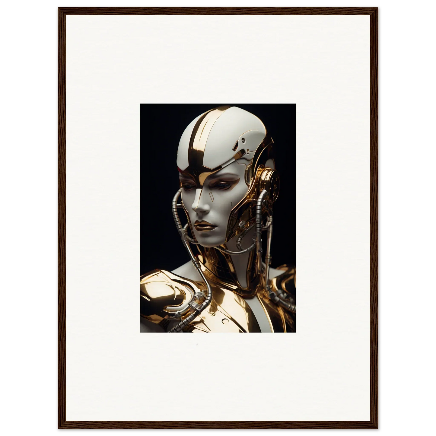 Futuristic gold and white robotic humanoid for your Omniverse Muse room decoration