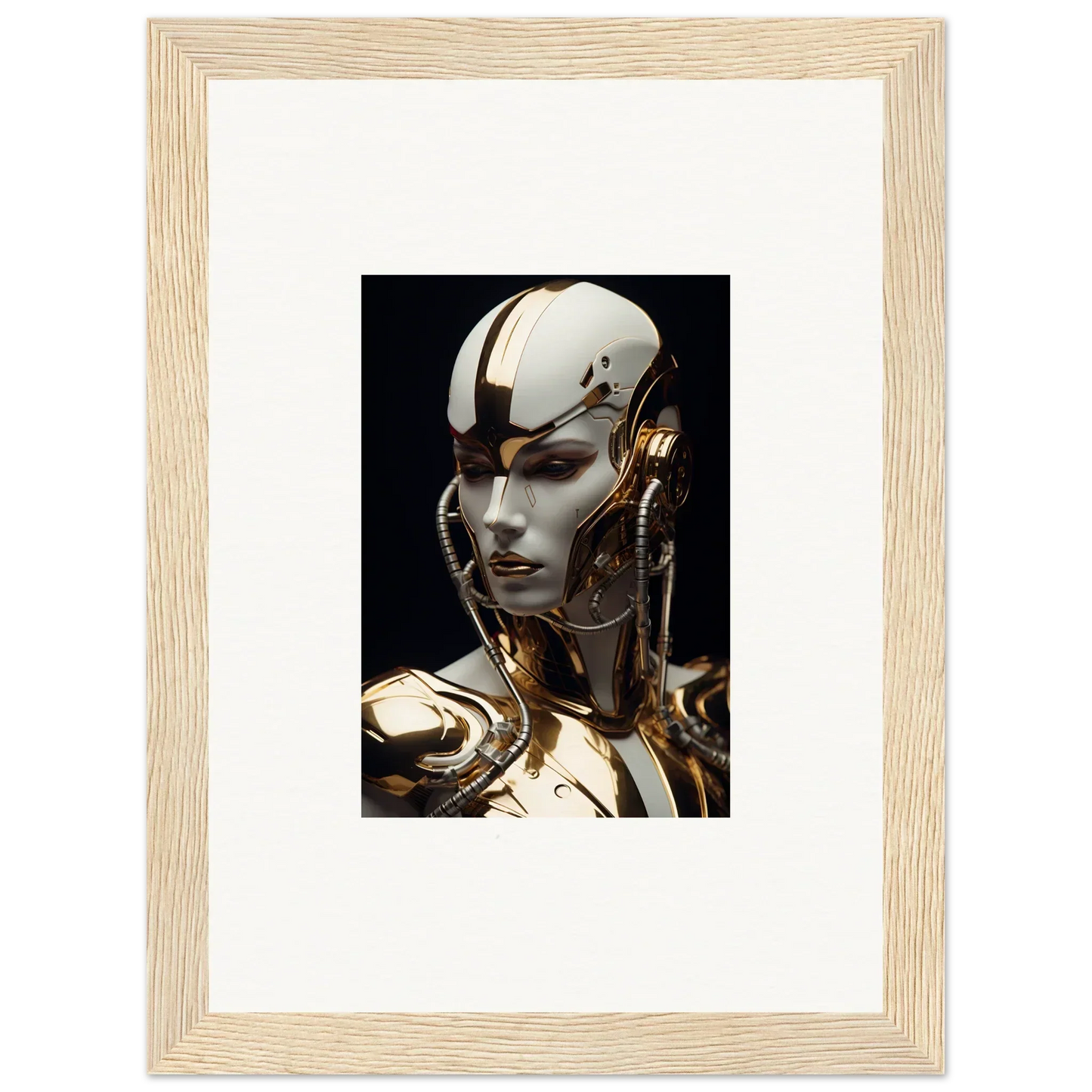 Futuristic humanoid robot in gold and white for your Omniverse Muse room decoration