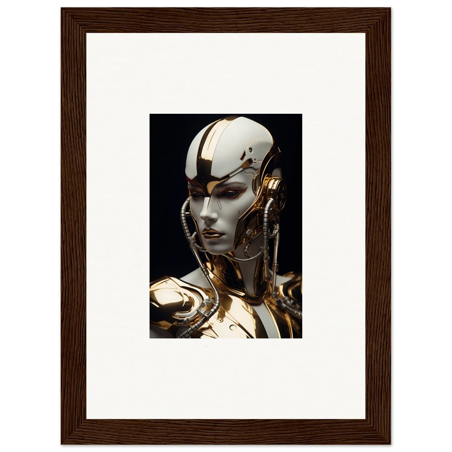 Futuristic humanoid robot with gold and white design, perfect for Omniverse Muse room decoration