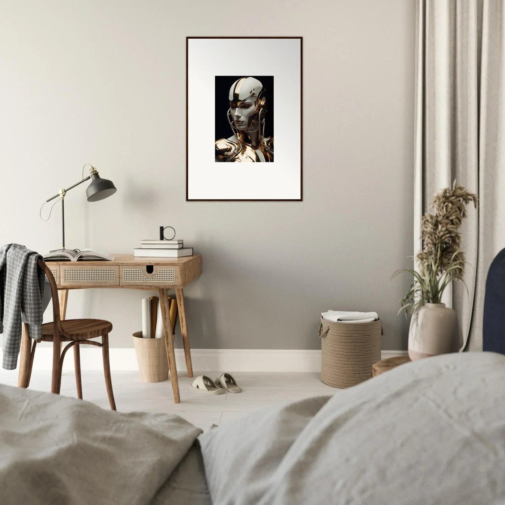 Framed black and white sculptural bust art for stylish room decoration in the Omniverse Muse