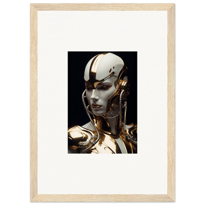 Futuristic humanoid robot with a gold and white face, perfect for Omniverse Muse art