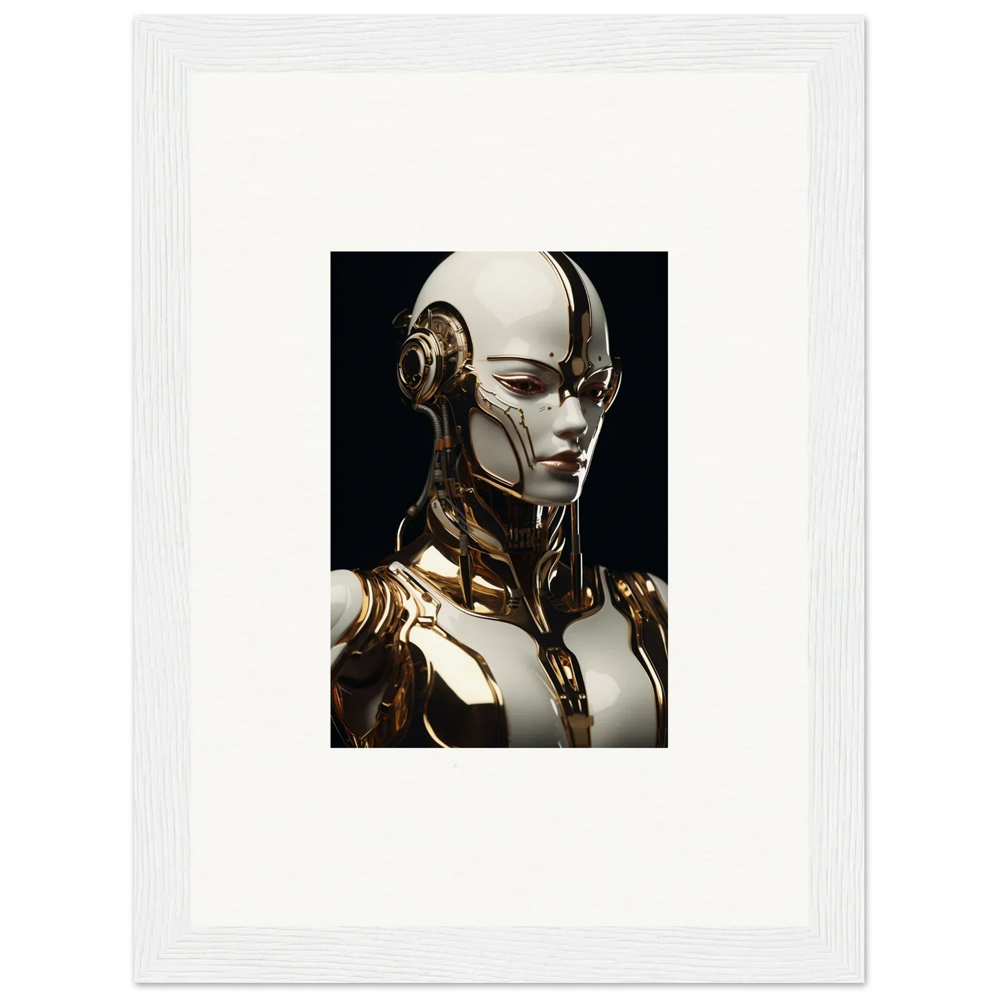 Futuristic humanoid robot in gold and silver, perfect for robotic reverie wall art