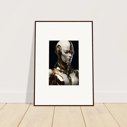 Framed wall art of a futuristic humanoid robot for stylish room decor