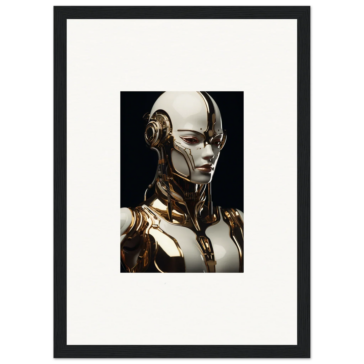 Futuristic humanoid robot face decor for modern framed wall art inspired by Robotic Reverie