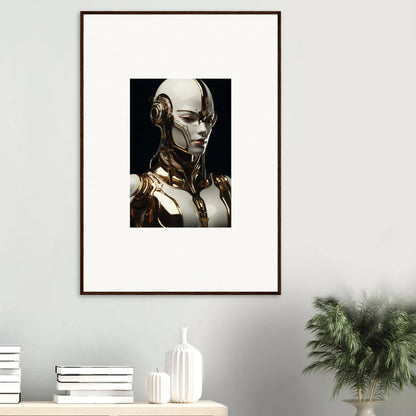 Framed wall art of a futuristic humanoid robot for elegant room decor in Robotic Reverie