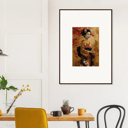 Framed premium wall art of a geisha in Gingko Dreams Unfold special edition design