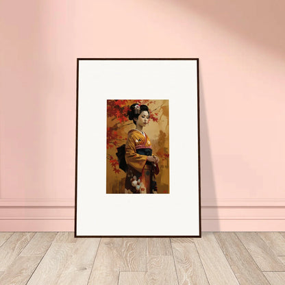 Framed artwork of a geisha in kimono, perfect for Gingko Dreams Unfold collection