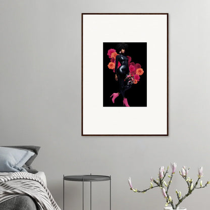 Framed wall art of colorful abstract floral design perfect for room decor