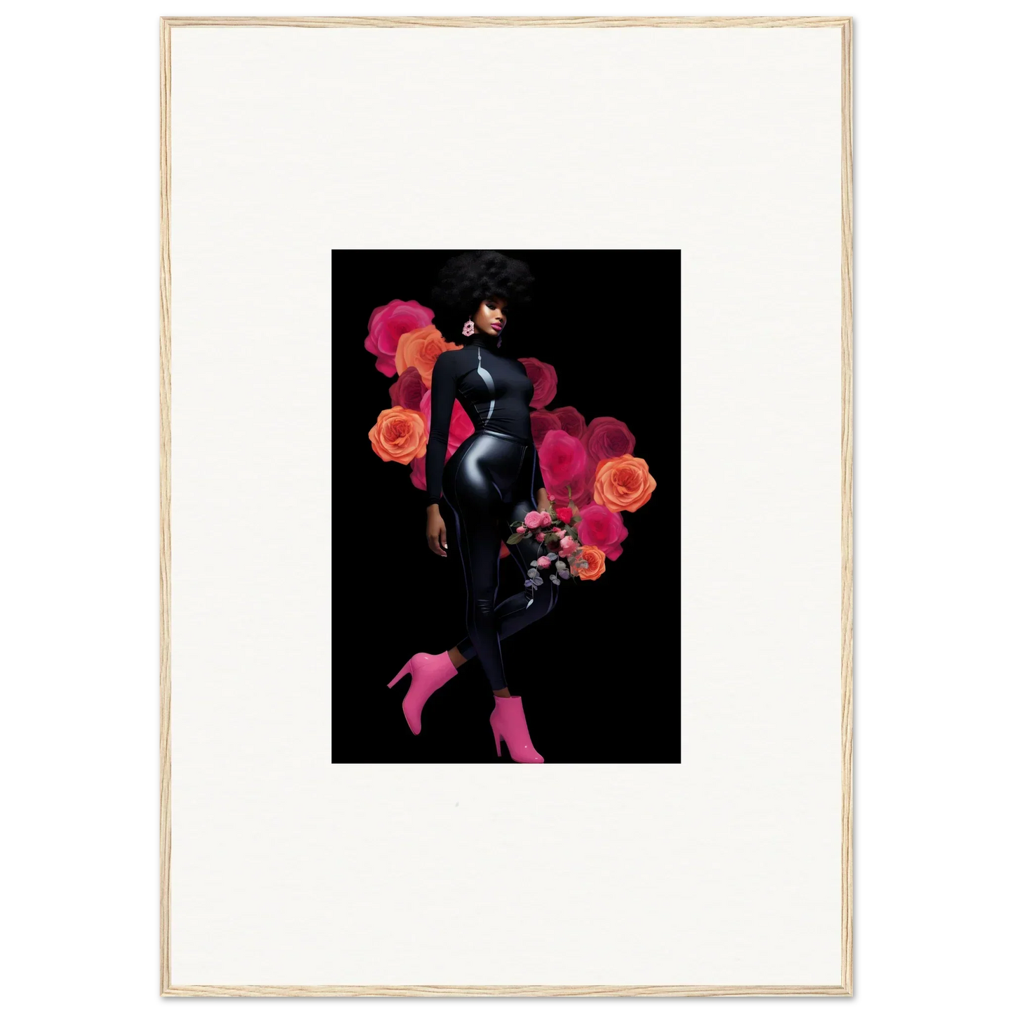 Stylized silhouette of a woman with floral elements for Glamour Roseflair canvas prints