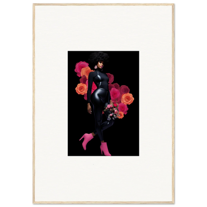 Stylized silhouette of a woman with floral elements for Glamour Roseflair canvas prints