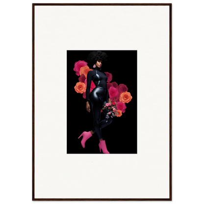 Stylized silhouette of a woman with floral elements, ideal for framed wall art and room decor