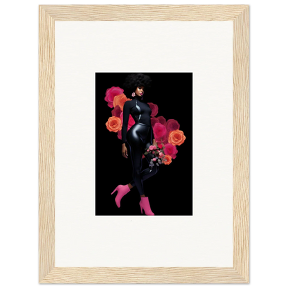 Vibrant framed wall art of a female figure for stylish room decor