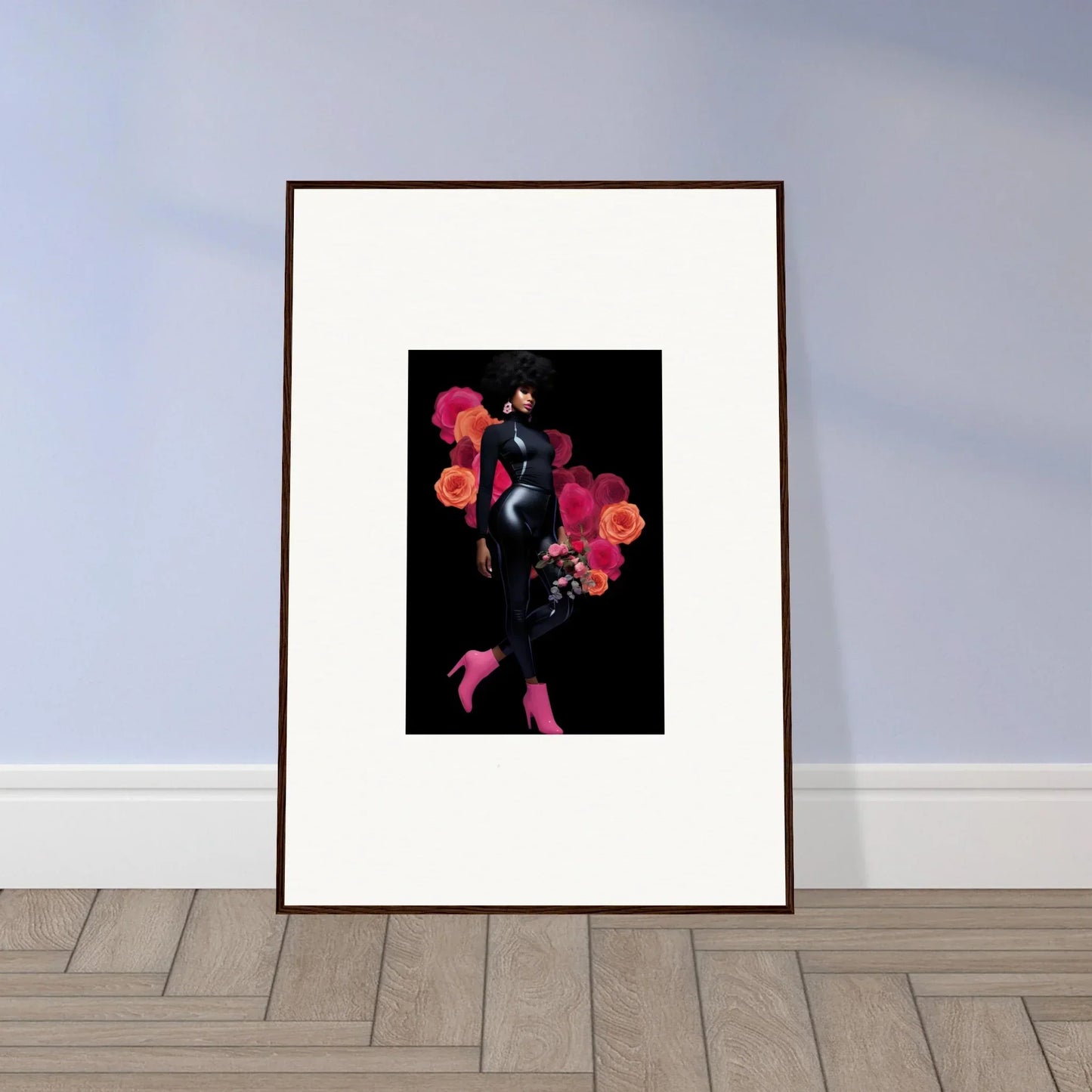 Vibrant pink and red floral framed wall art for stylish room decor