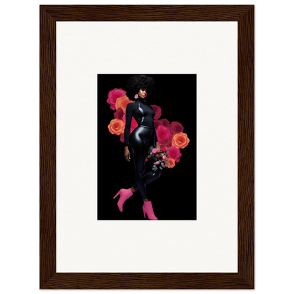 Framed wall art featuring a vibrant floral silhouette for stylish room decor