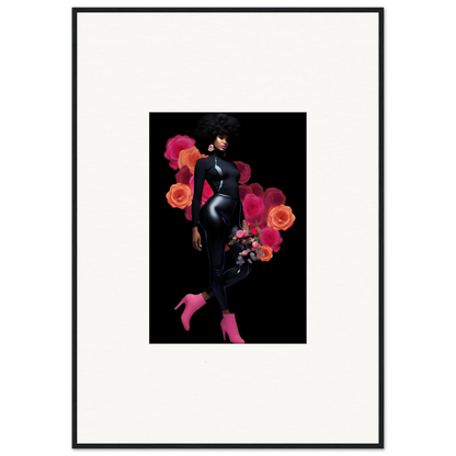 Stylized silhouette of a woman with flowers, ideal for room decor and canvas prints