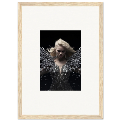 Dramatic portrait of a figure with dark wings for Phantom Reverie framed wall art decor