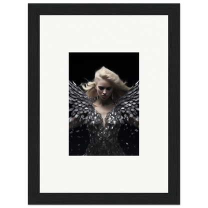 Framed wall art of a figure with feathered wings, perfect for Phantom Reverie room decor