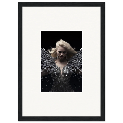 Framed wall art of a figure with dark wings, perfect for phantom reverie room decor