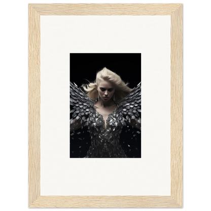 Framed wall art of a figure with dark wings, ideal for Phantom Reverie room decor