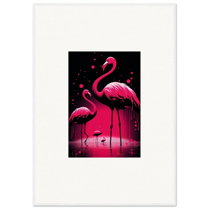 Vibrant pink flamingos in water create stunning canvas print for room decoration