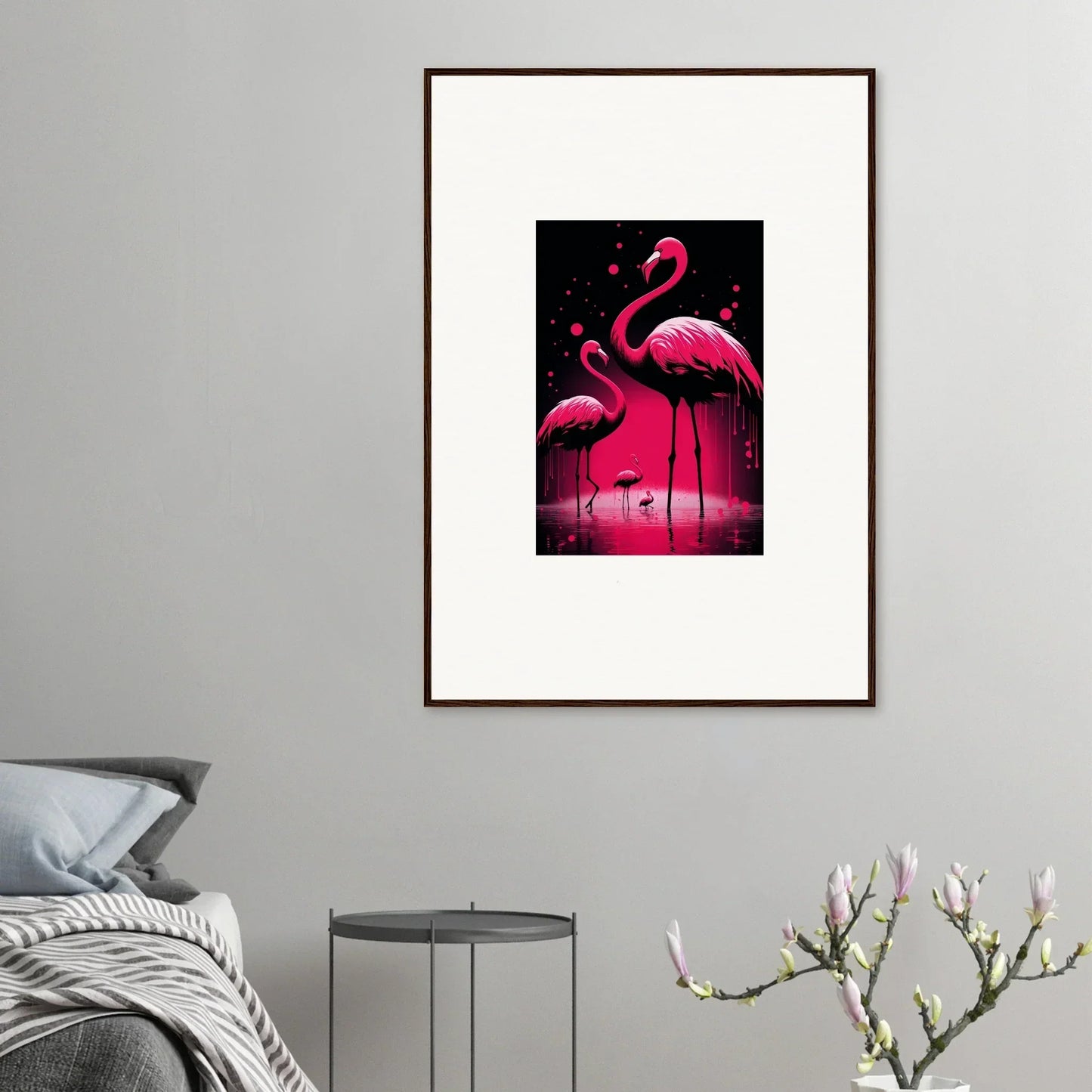 Vibrant pink flamingos canvas print perfect for feather wanderers room decoration