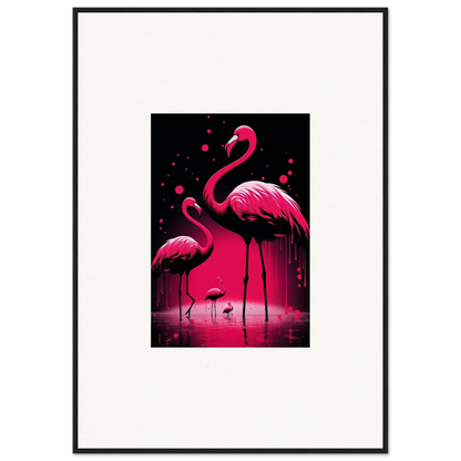 Vibrant pink flamingos in water create a stunning canvas print for room decoration